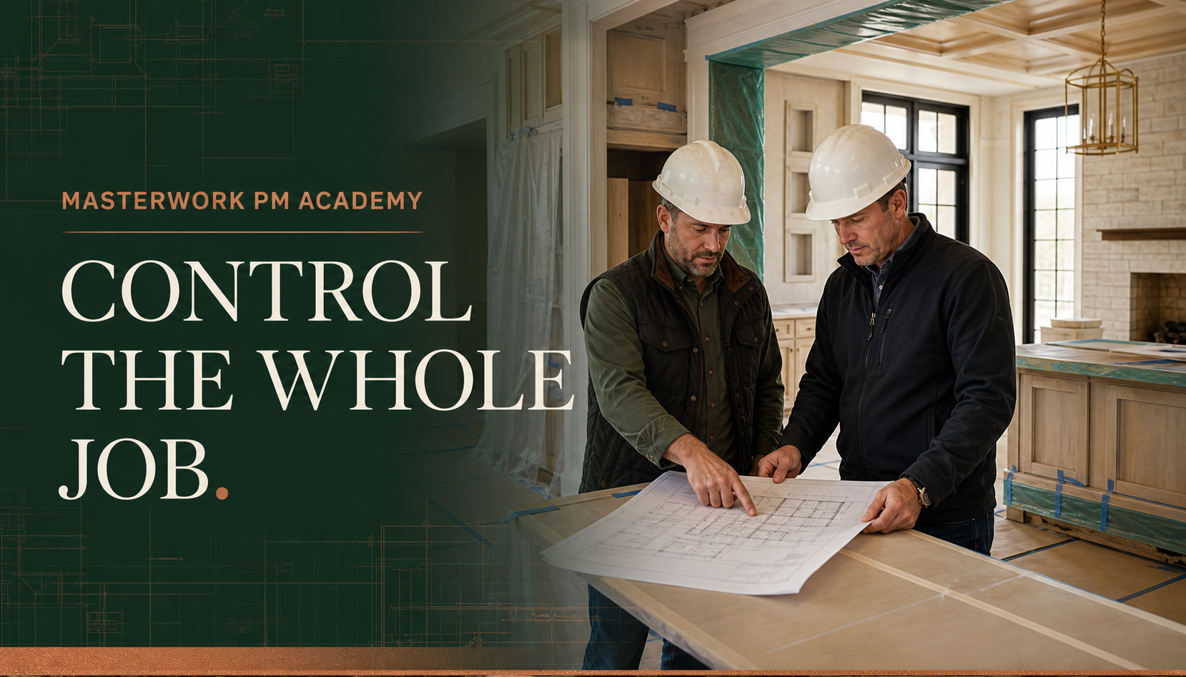 Masterwork project managers reviewing plans on a protected residential jobsite